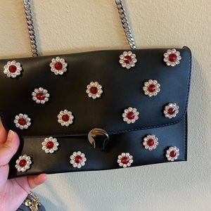 Topshop black envelope bag with beaded detailing